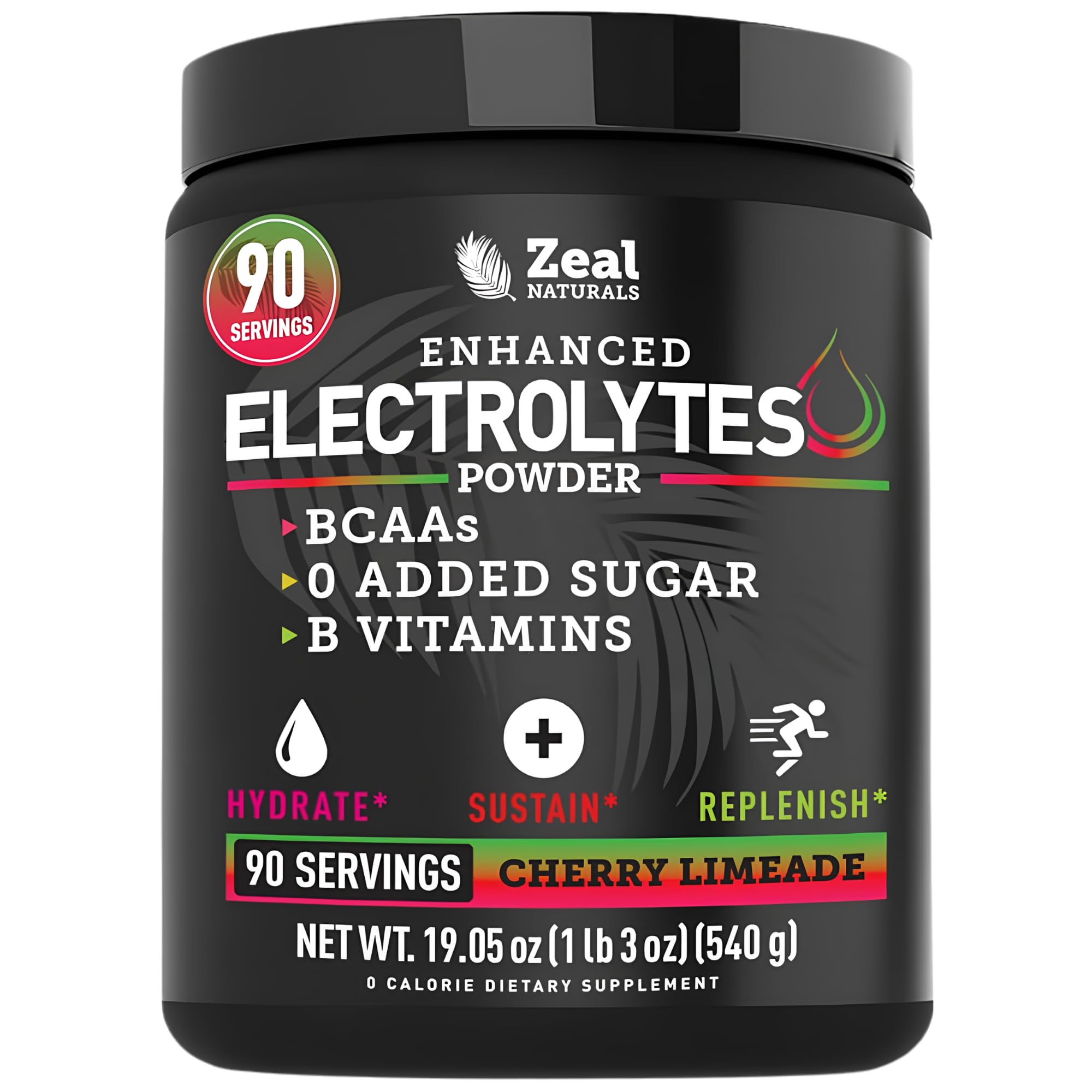 Zeal Naturals frente del envase mostrando sabor y 90 porciones