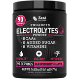 Zeal Naturals envase frontal mostrando 90 servicios y sabor frambuesa guayaba