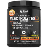 Zeal Naturals frente del envase mostrando etiqueta y sabor durazno mango