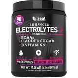 Zeal Naturals vista frontal del envase mostrando sabor Black Cherry y beneficios