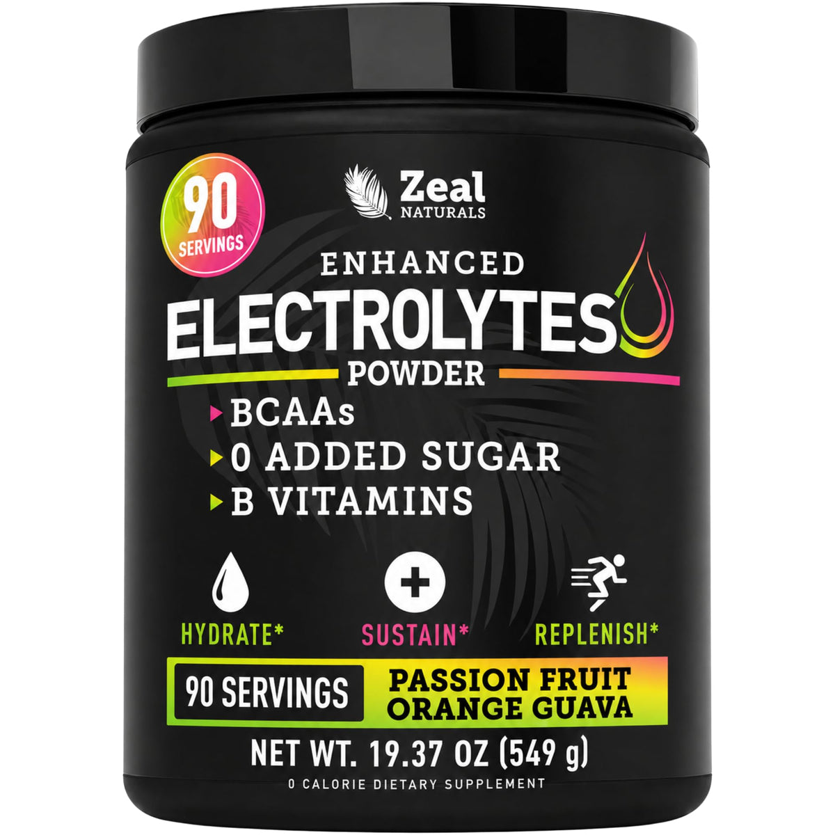 Zeal Naturals frente del envase mostrando sabor y beneficios
