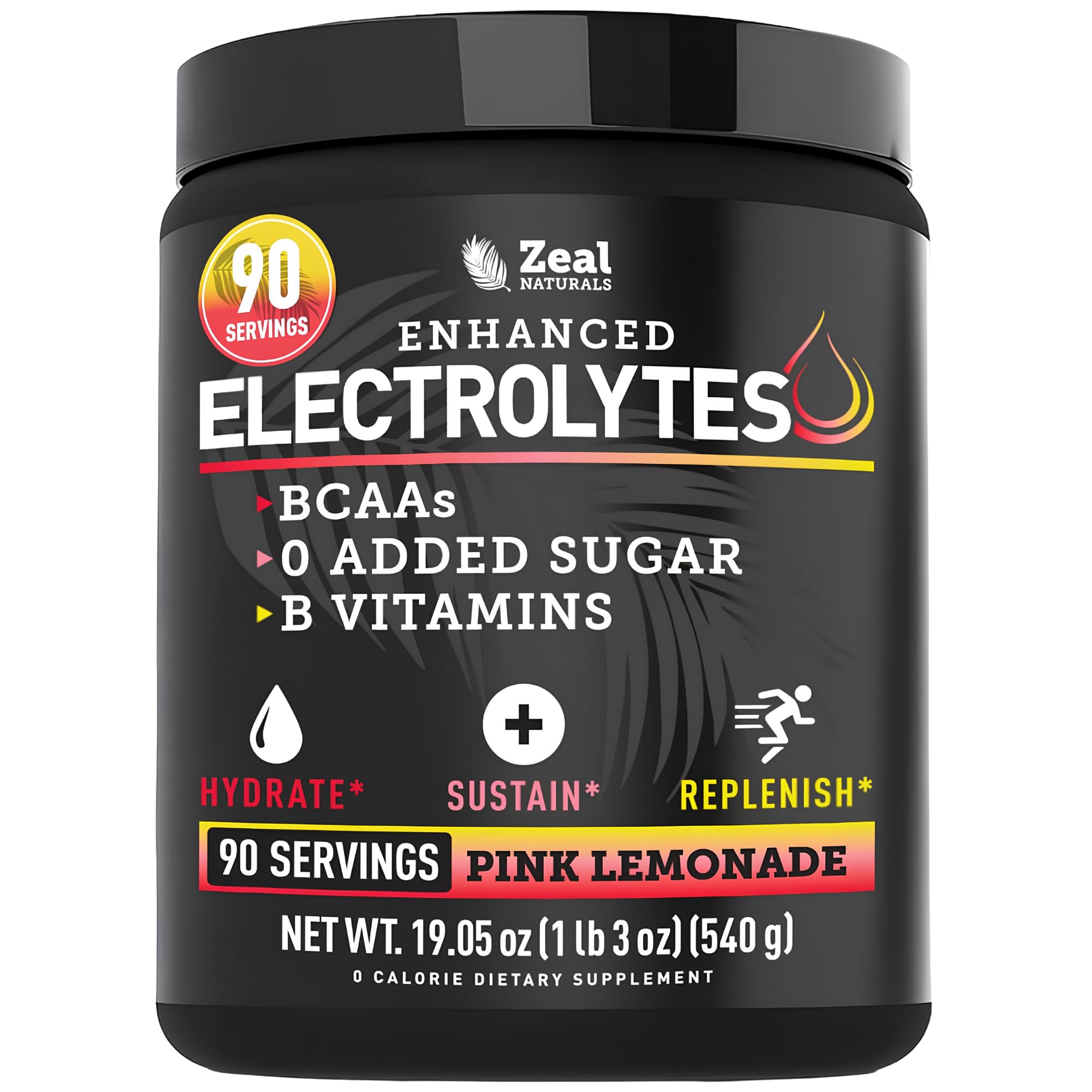 Zeal Naturals vista frontal del envase mostrando 90 porciones y marca