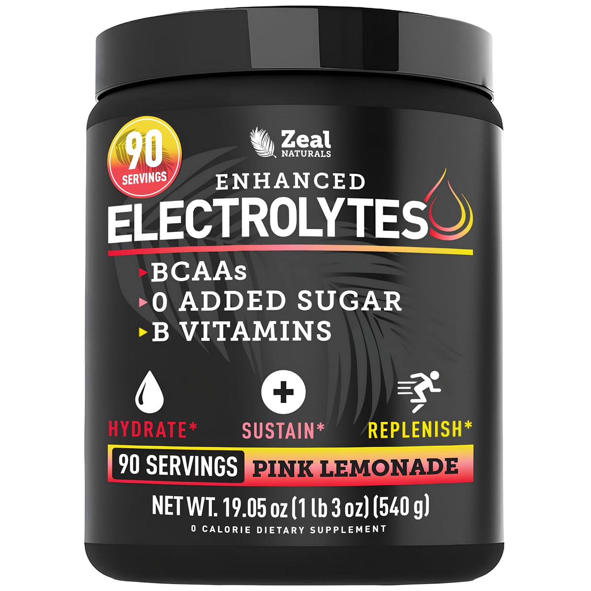 Zeal Naturals vista frontal del envase mostrando 90 porciones y marca