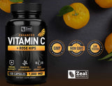 Zeal Naturals escaramujo e ingredientes naturales junto a cápsulas