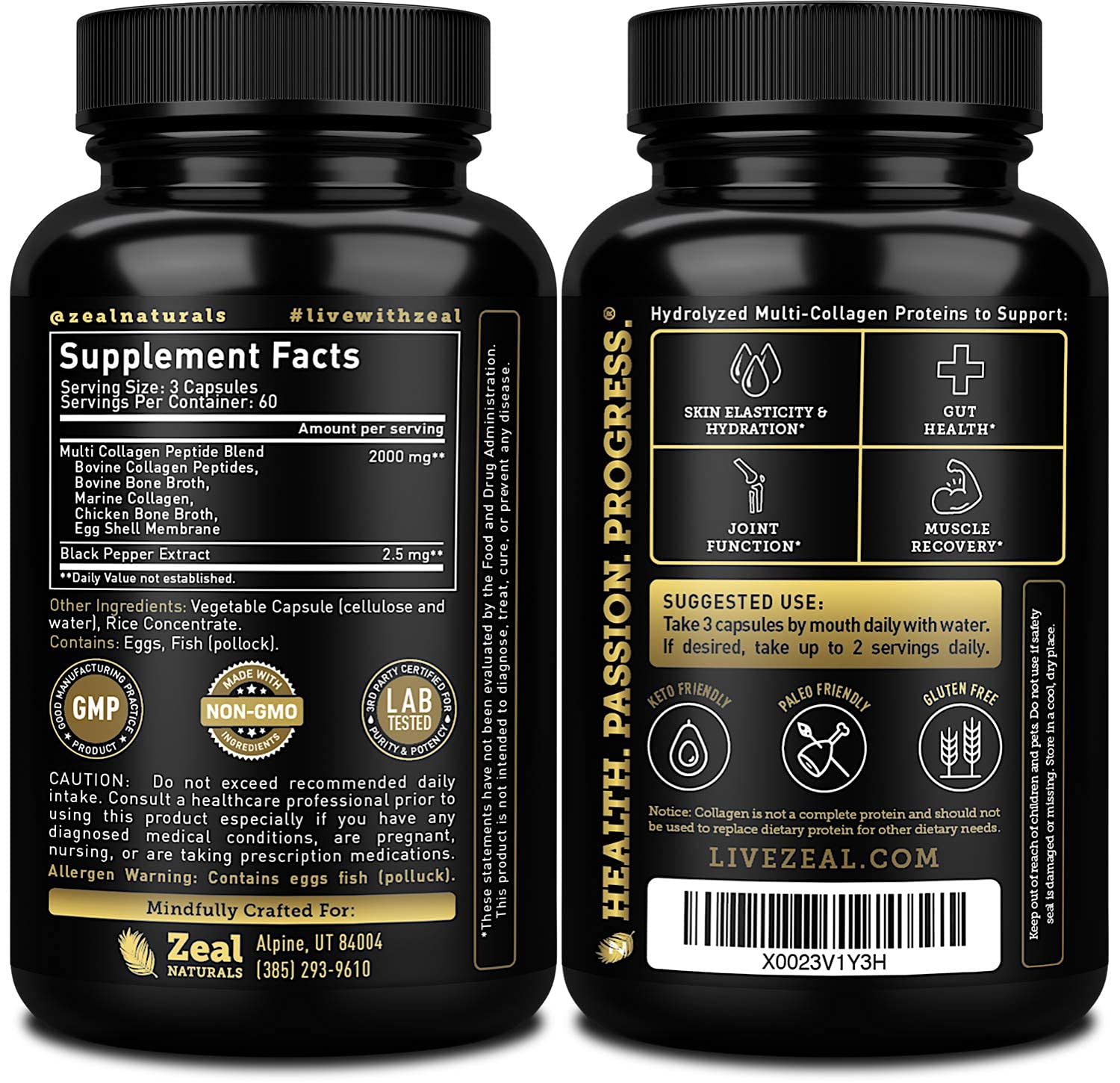 Zeal Naturals ingredientes: vaca grass fed, pollo USDA y pescado silvestre
