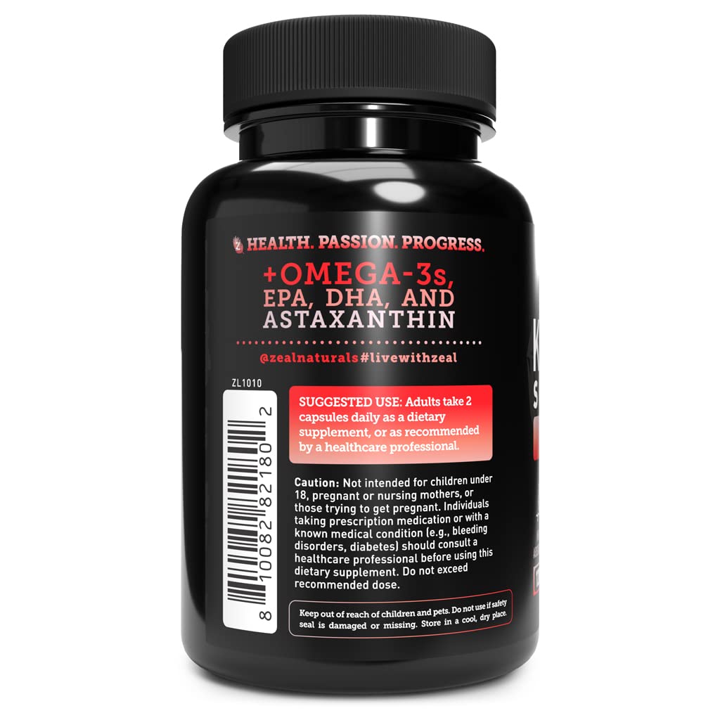 Zeal Naturals etiqueta nutricional con concentraciones de EPA y DHA claras