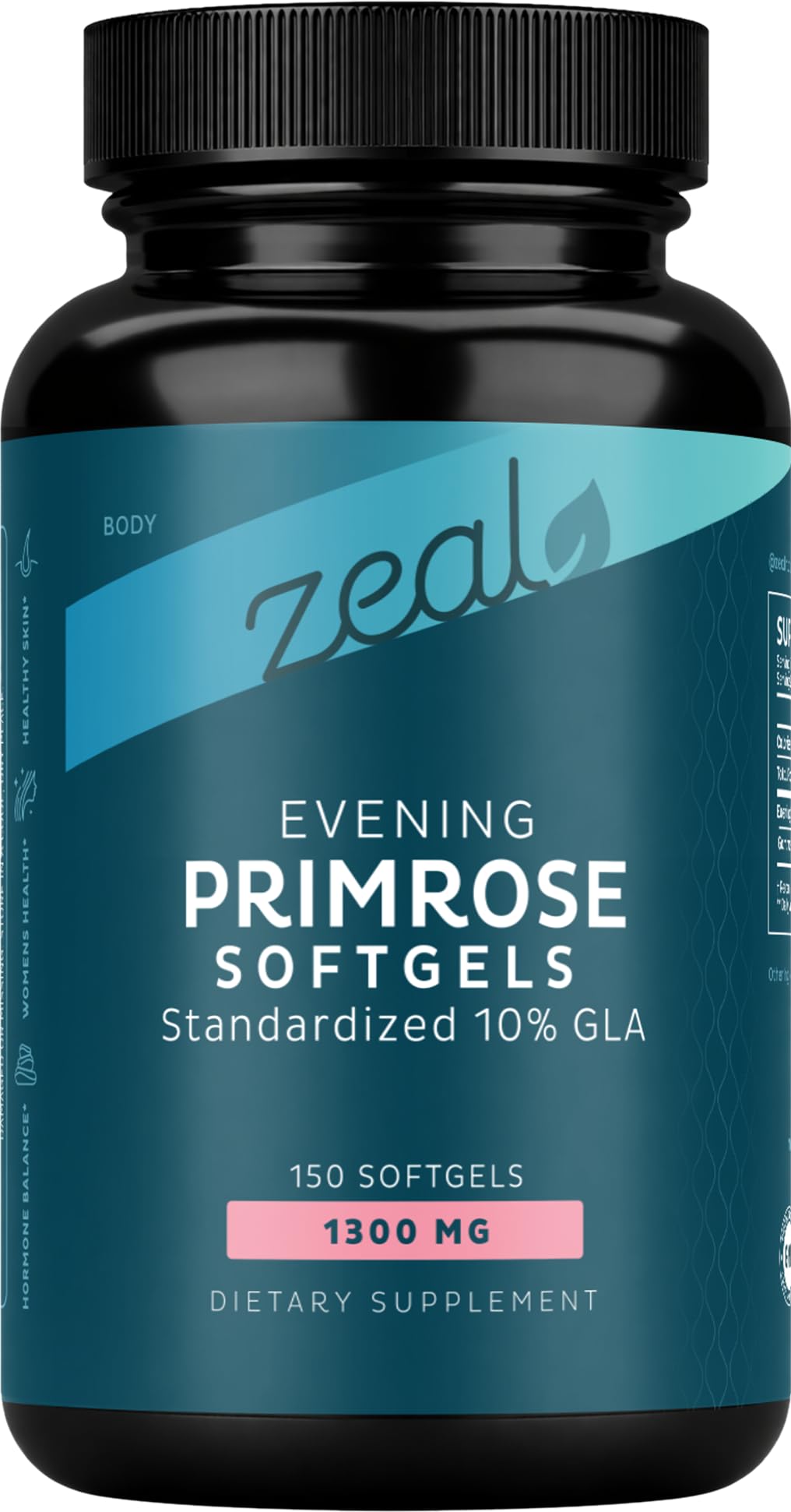 Zeal Naturals frente del envase mostrando 150 cápsulas y beneficio de concentración