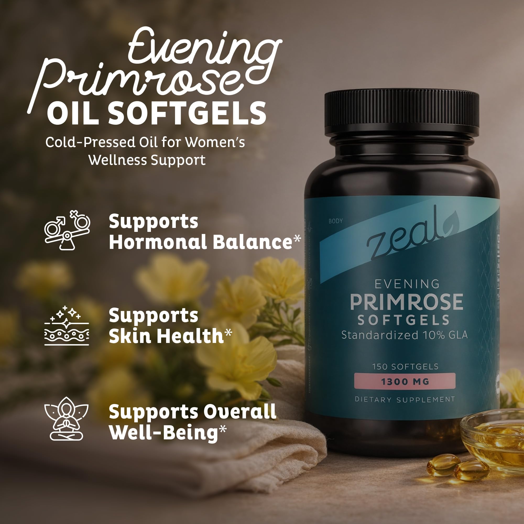 Zeal Naturals gota de aceite claro destacando calidad prensado en frío