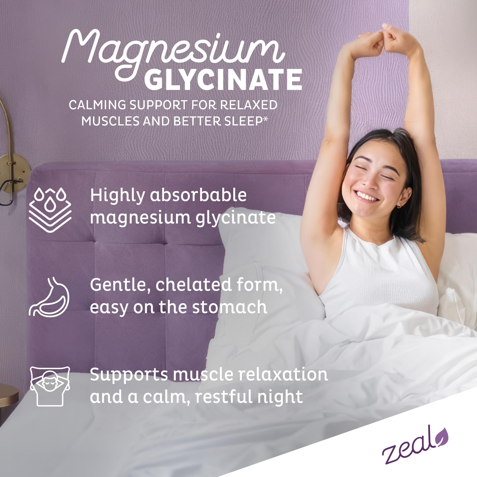Zeal Naturals detalle de textura de cápsula que sugiere fórmula suave