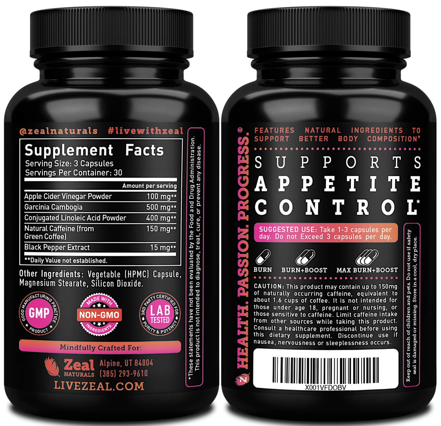 Zeal Naturals cápsulas en mano para dosificar rápidamente en cualquier lugar