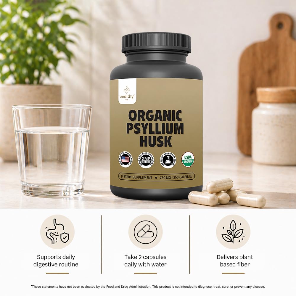 Zealthy Life imagen conceptual del psyllium en polvo como fibra