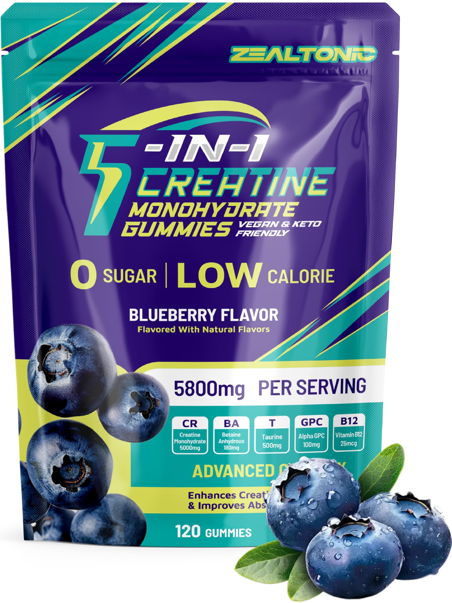 Zealtonic envase frontal de gominolas, presentación clara y sin azúcar