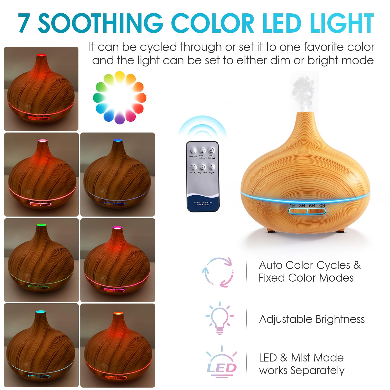 ZEBIAO luces LED siete colores creando ambiente relajante y adaptable