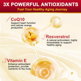 ZEBORA ingredientes activos PQQ, resveratrol y vitamina E visibles