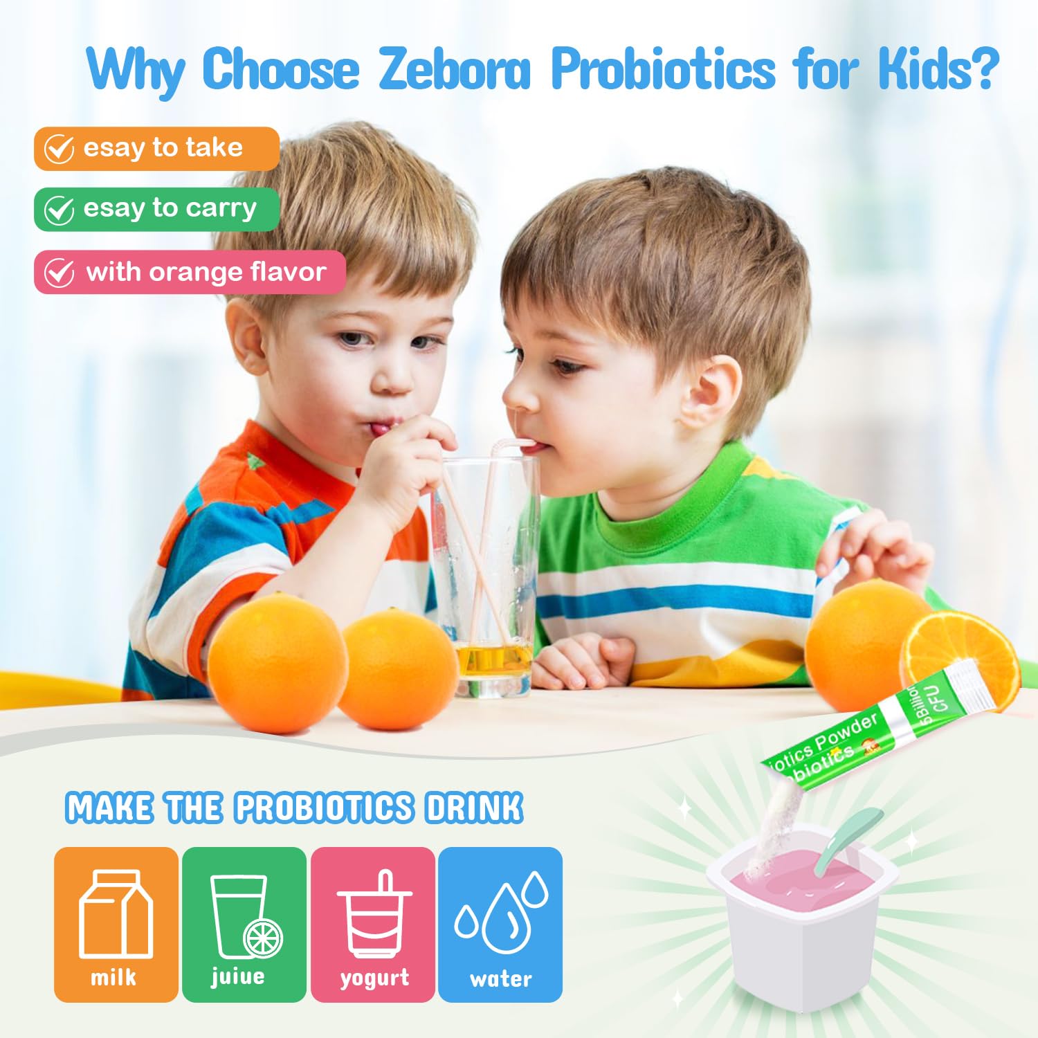 ZEBORA textura del polvo con aroma a naranja, mezcla fácil y agradable