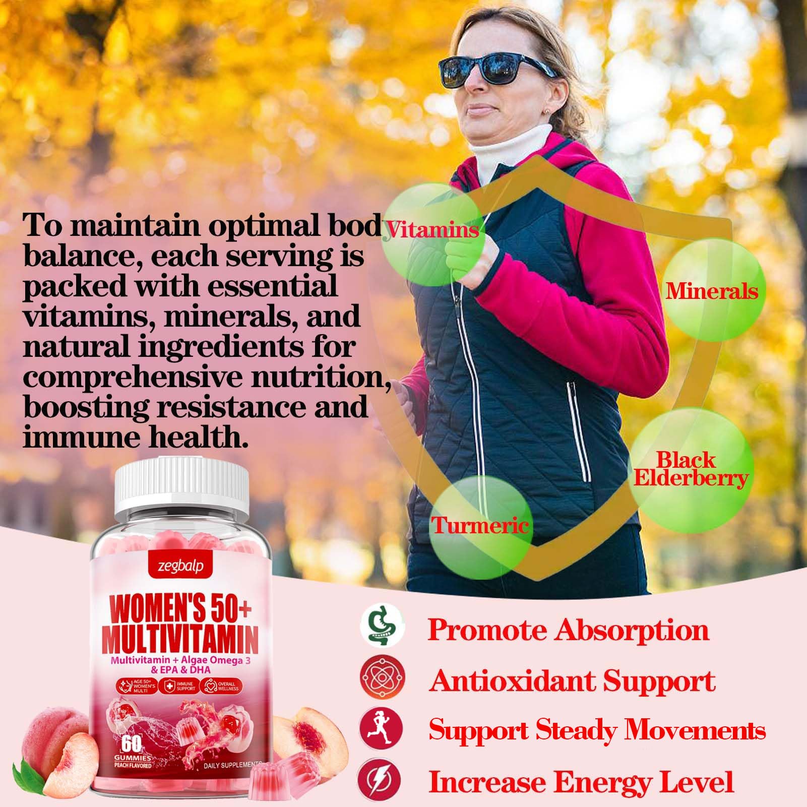 ZEGBALP etiqueta con lista de ingredientes y porcentajes diarios visibles