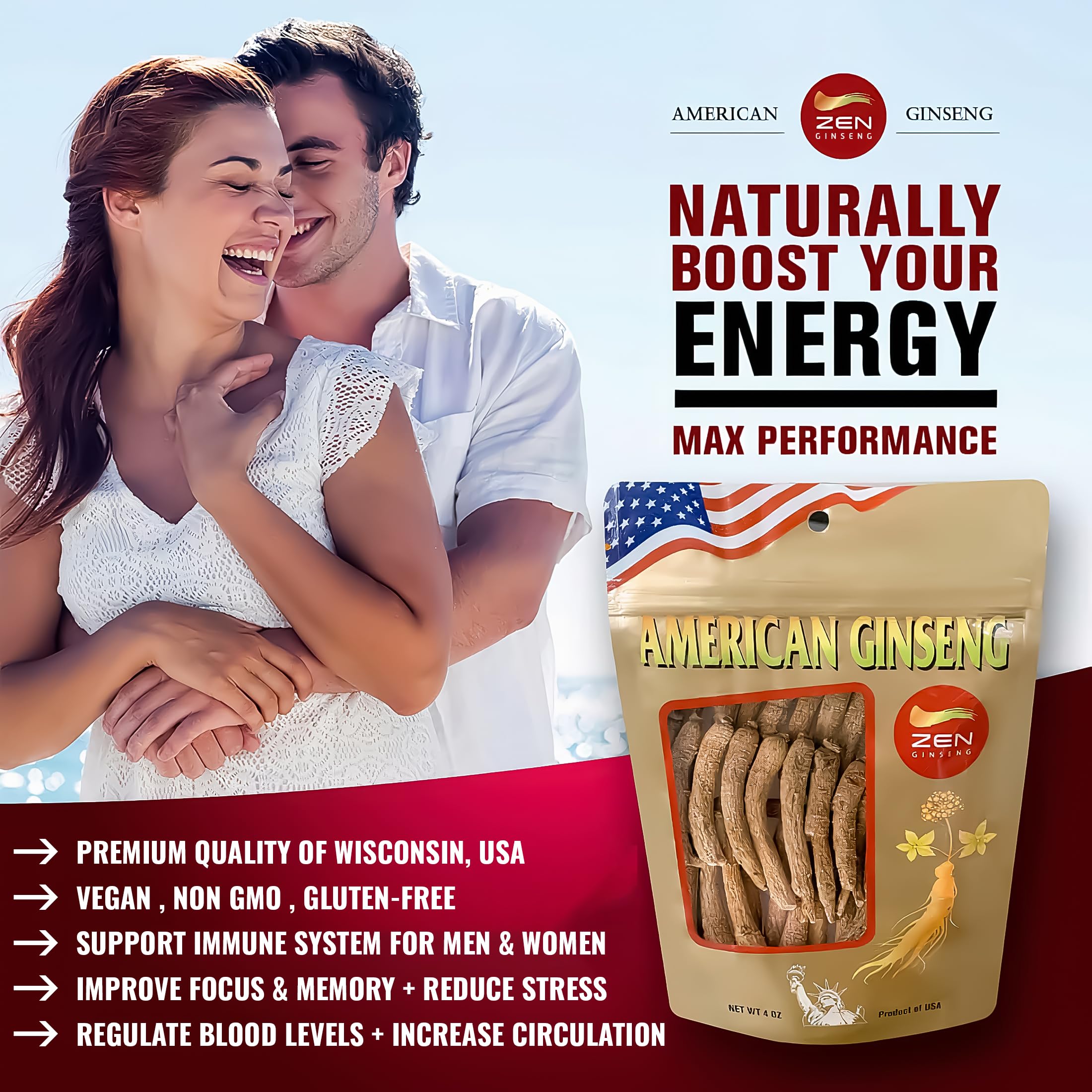 Zen Ginseng cucharada con ginseng molido lista para batido