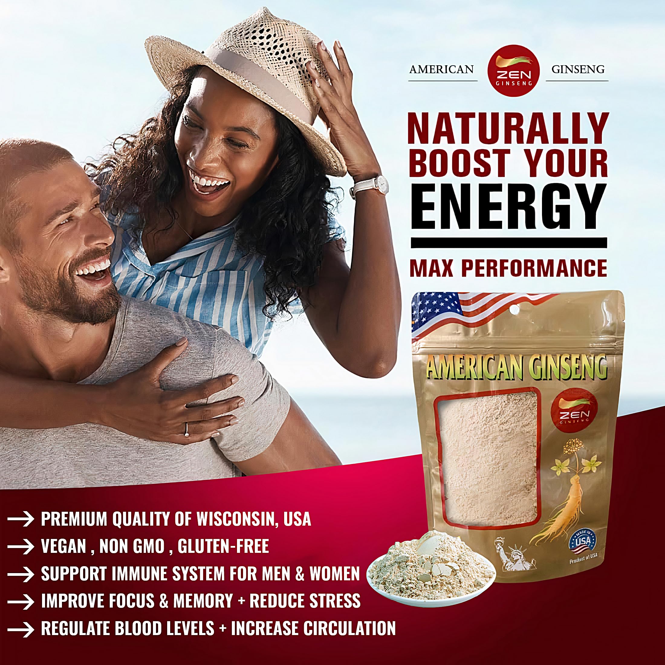 Zen Ginseng polvo disuelto en taza de té para sabor natural
