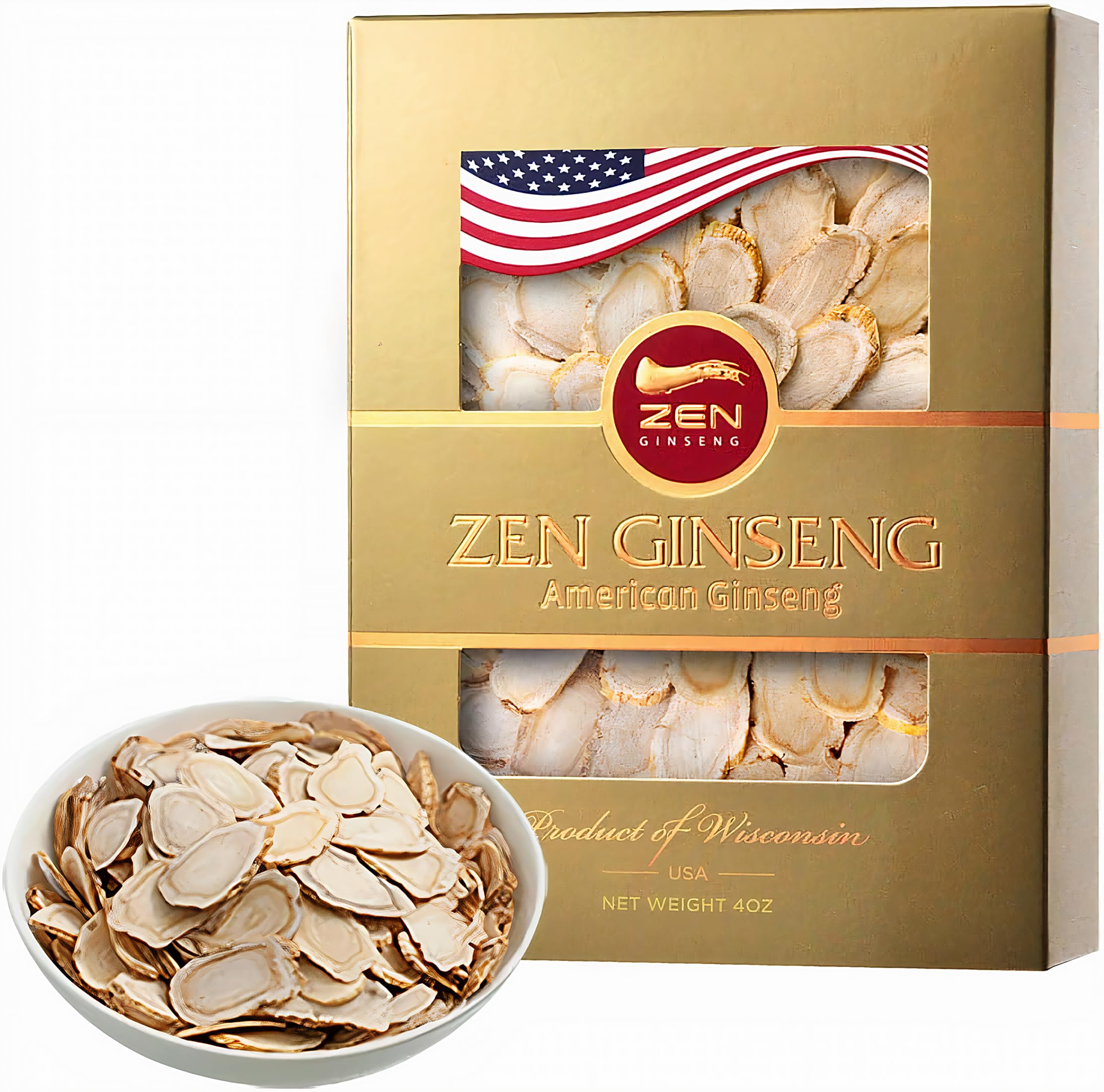 Zen Ginseng empaque frontal que muestra origen y beneficio práctico