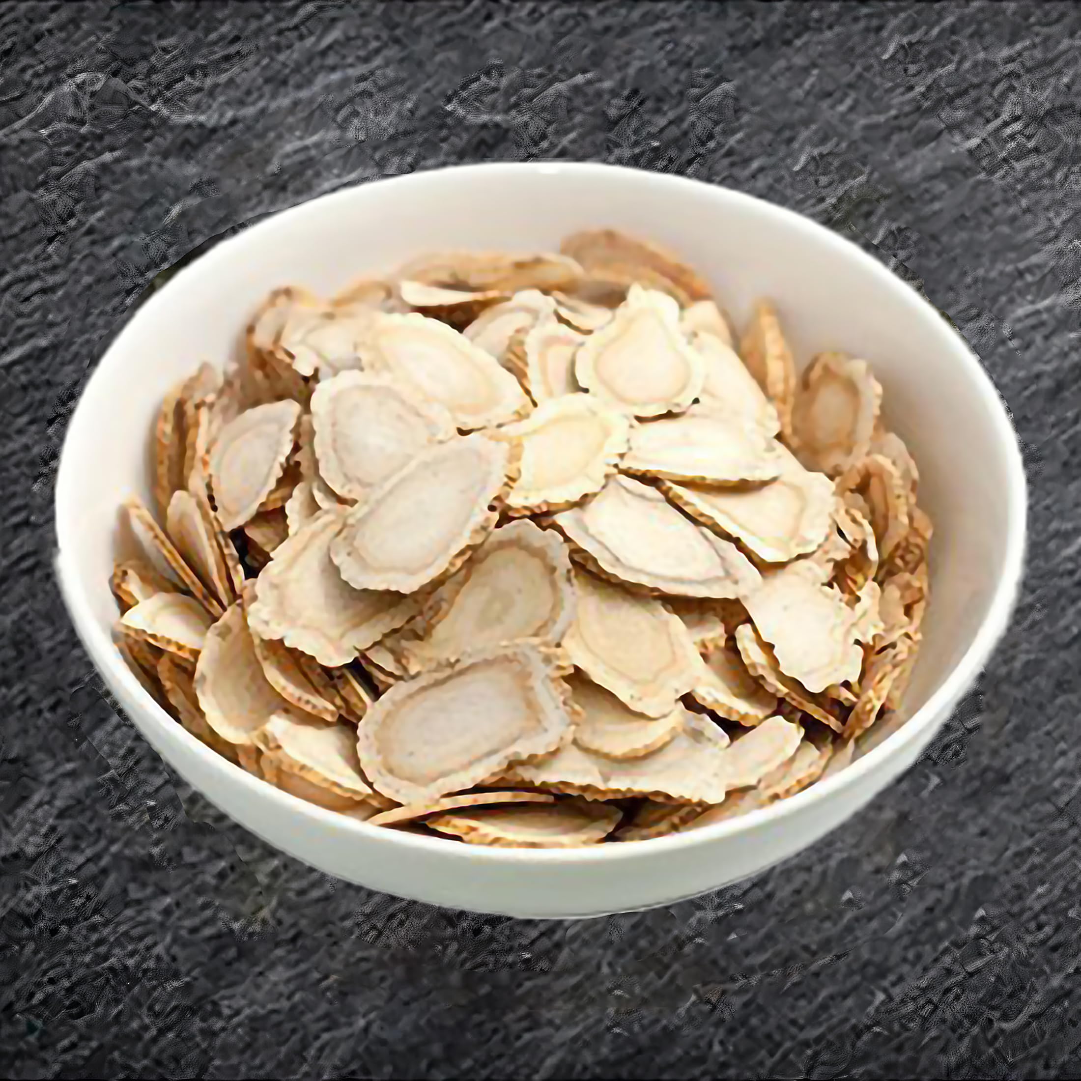 Zen Ginseng rebanada de cerca con textura visible que facilita la infusión rápida