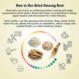 Zen Ginseng raíz añadida a sopa casera mostrando uso culinario