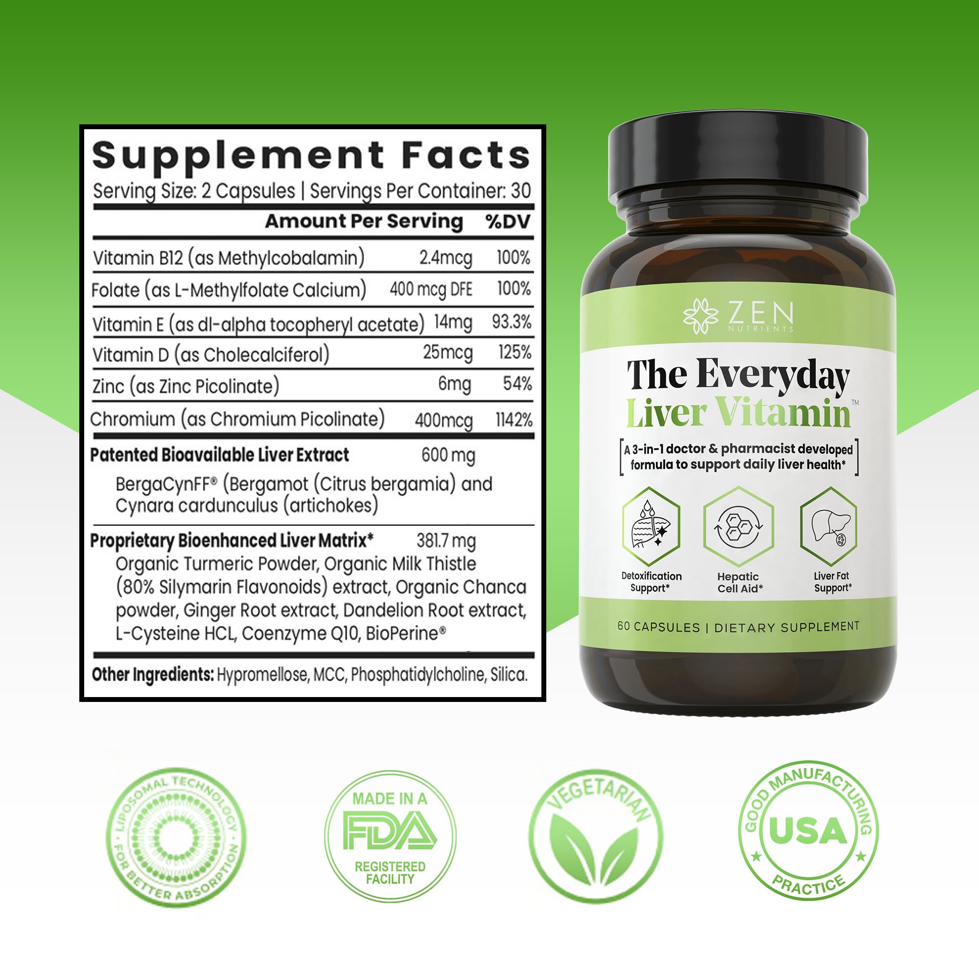 Zen Nutrients cápsulas en primer plano para apreciar textura y calidad