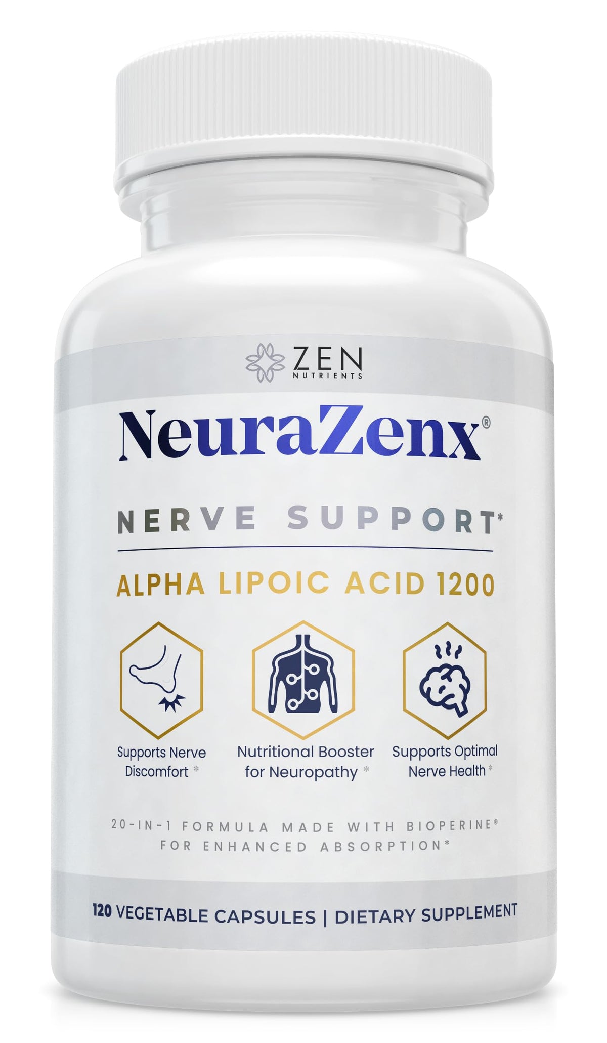 Zen Nutrients NeuraZenX frontal del envase mostrando fórmula y beneficio