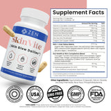 Zen Nutrients persona tomando SkinVite apoyo diario para piel clara