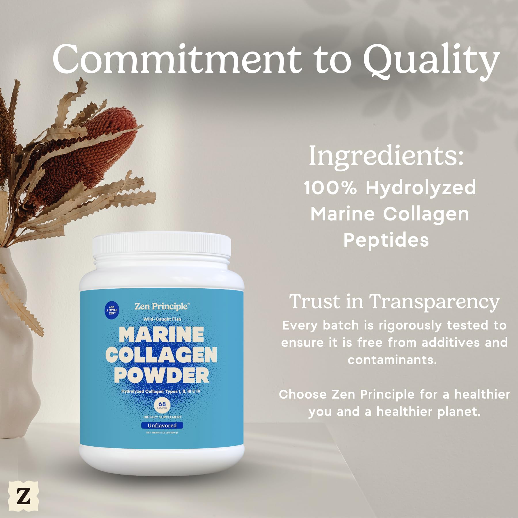 Zen Principle empaque con mención 1% for the Planet y compromiso ambiental