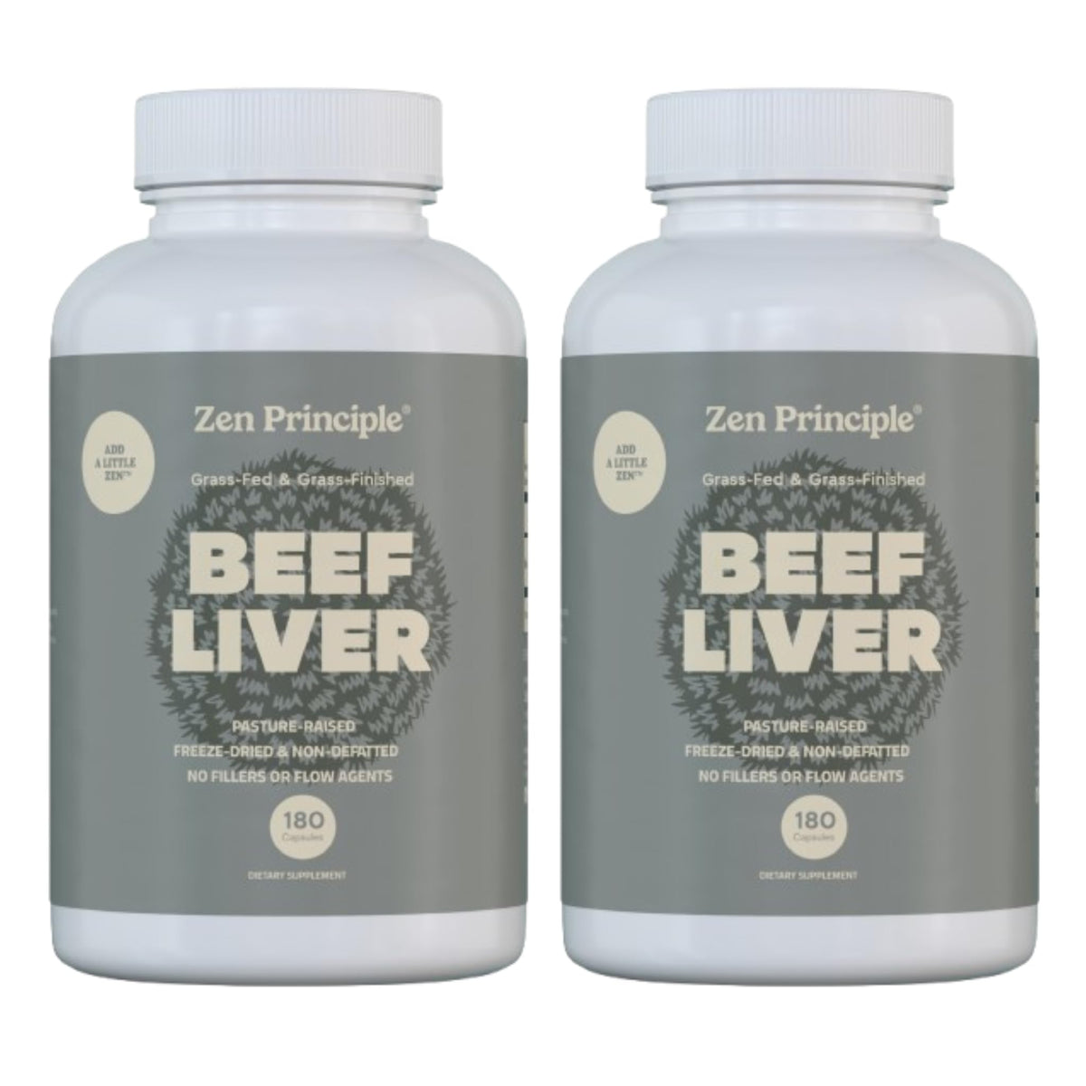 Zen Principle frontal del envase mostrando pureza y sello grass-fed