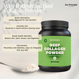 Zen Principle persona vertiendo colágeno en smoothie como rutina saludable