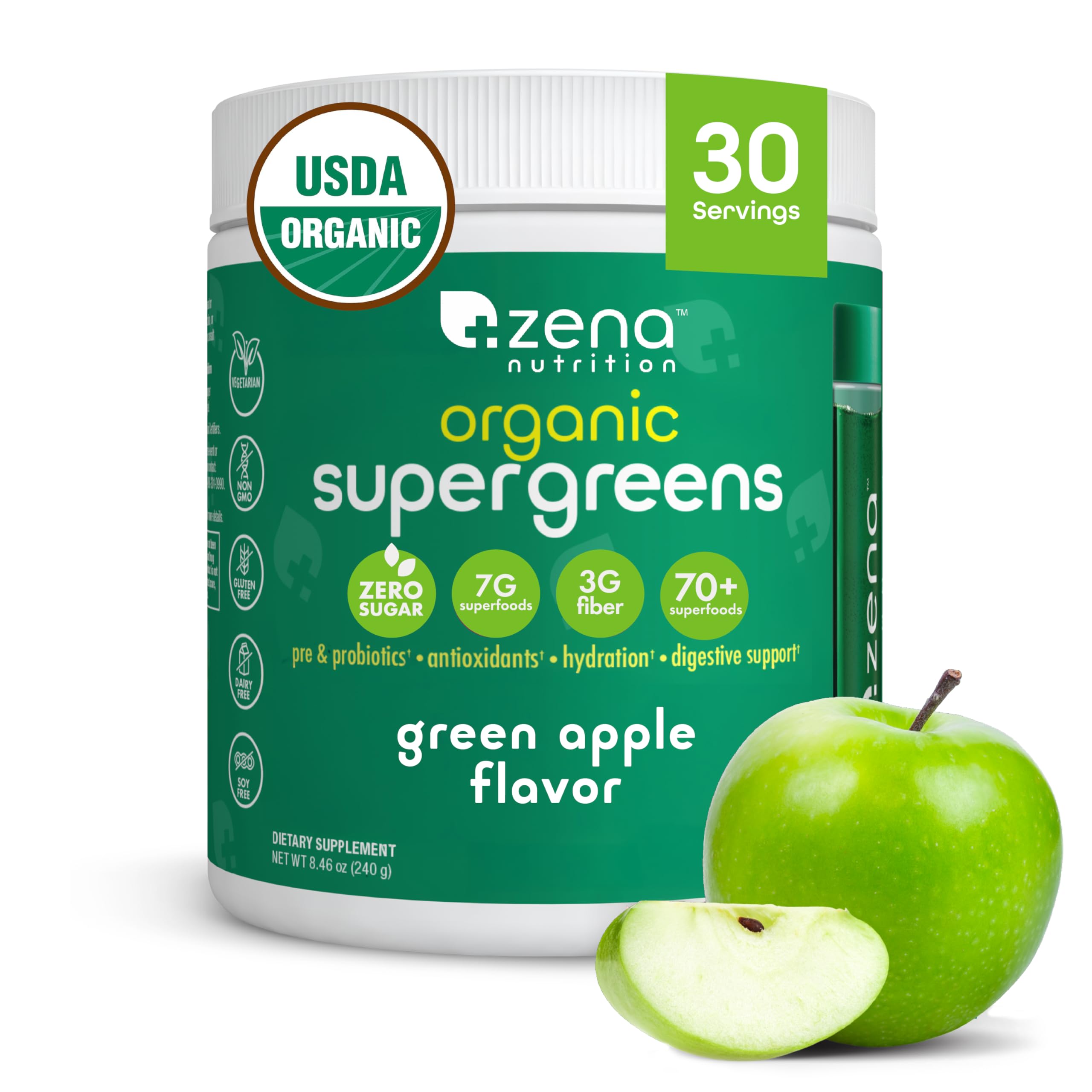 Zena Nutrition frente del envase mostrando etiqueta y beneficios
