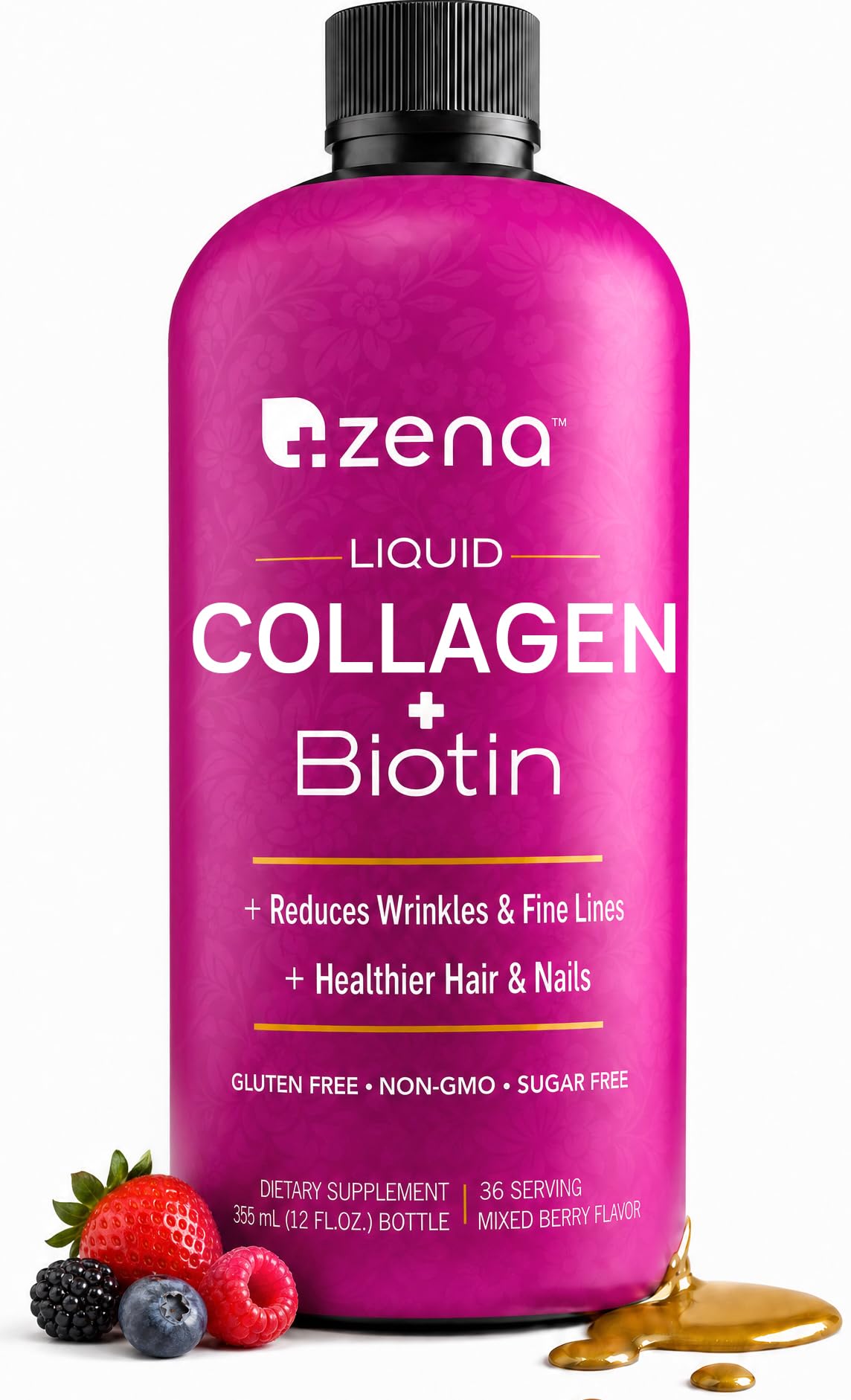 Zena Nutrition frente del envase mostrando tamaño y diseño para fácil reconocimiento