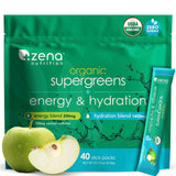 Zena Nutrition frente del paquete mostrando sobres y beneficios orgánicos