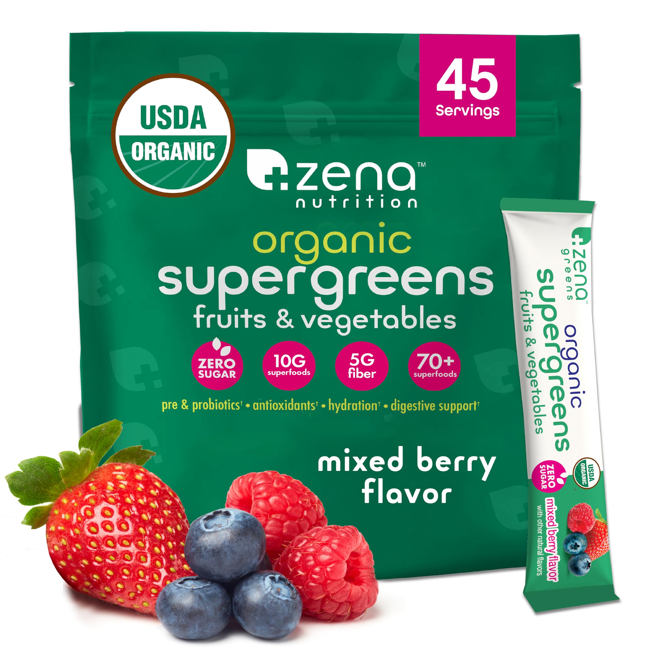 Zena Nutrition envase frontal que muestra la marca y beneficios claros