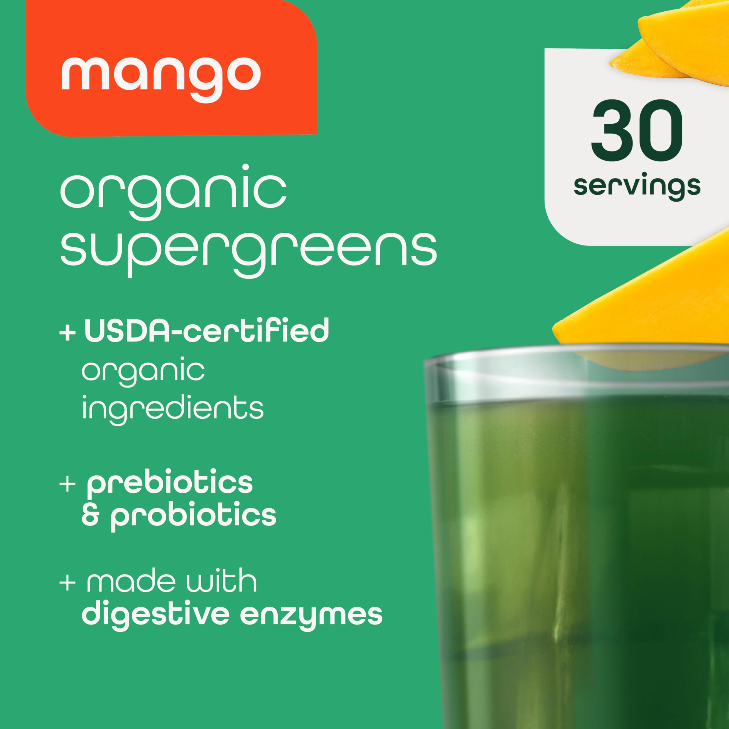 Zena Nutrition — textura del polvo supergreens y fibras visibles, fácil disolver