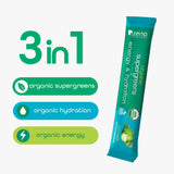 Zena Nutrition sobre abierto con polvo verde listo para mezclar