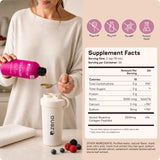 Zena Nutrition vaso con bebida frutos rojos listo para beber y disfrutar sabor