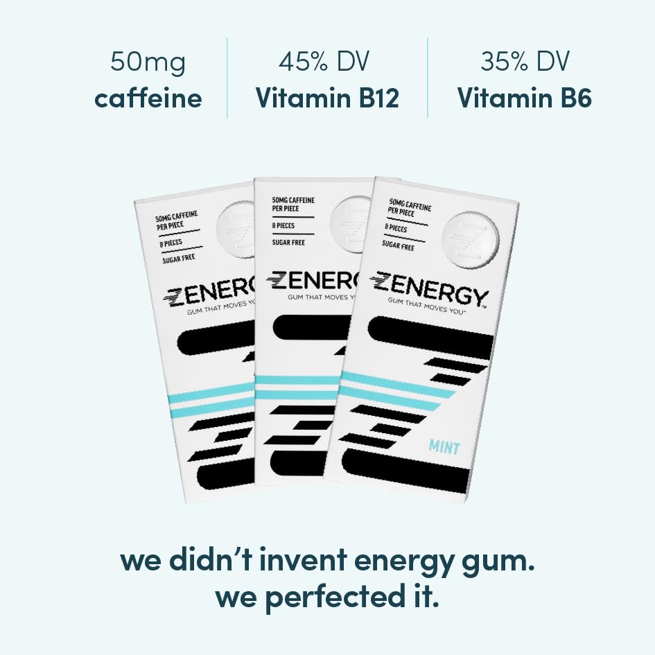 ZENERGY primer plano de textura del chicle que sugiere liberación rápida y sabor