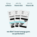 ZENERGY primer plano de textura del chicle que sugiere liberación rápida y sabor