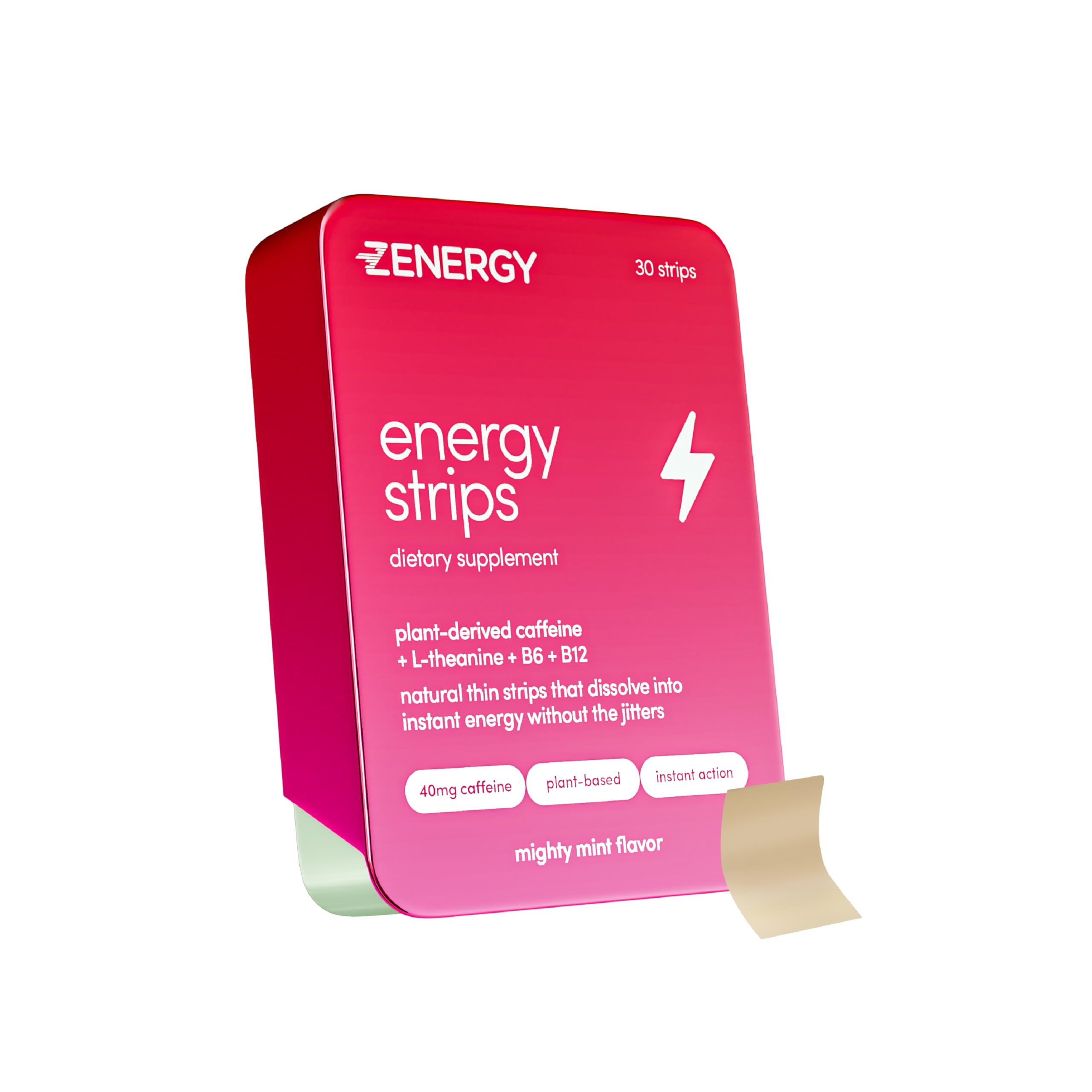 ZENERGY lata frontal menta, presentación compacta y portátil