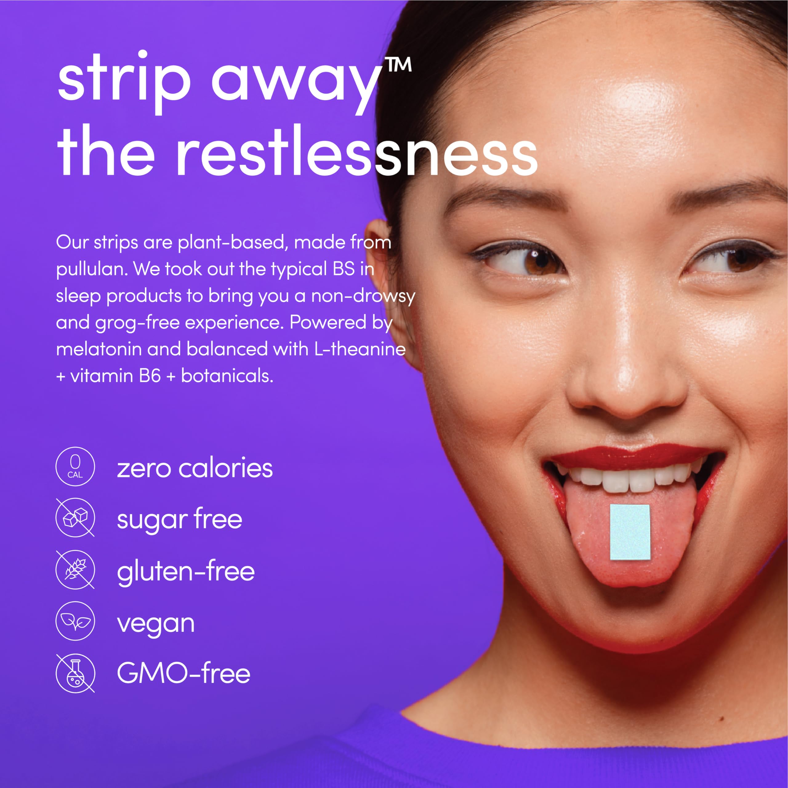 ZENERGY tira en uso sobre la lengua mostrando aplicación instantánea