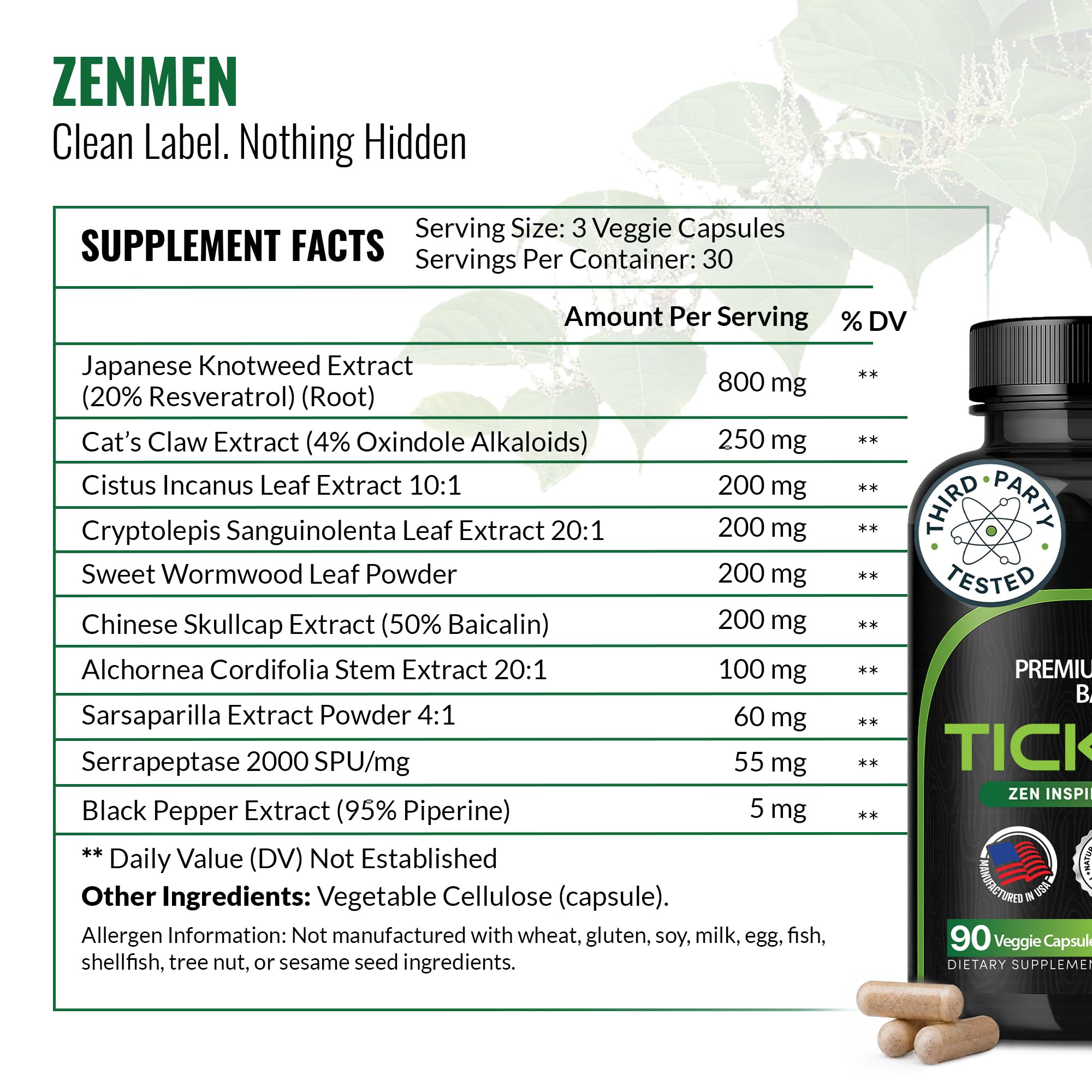 Zenmen detalle de textura de cápsula que sugiere calidad y formulación herbal