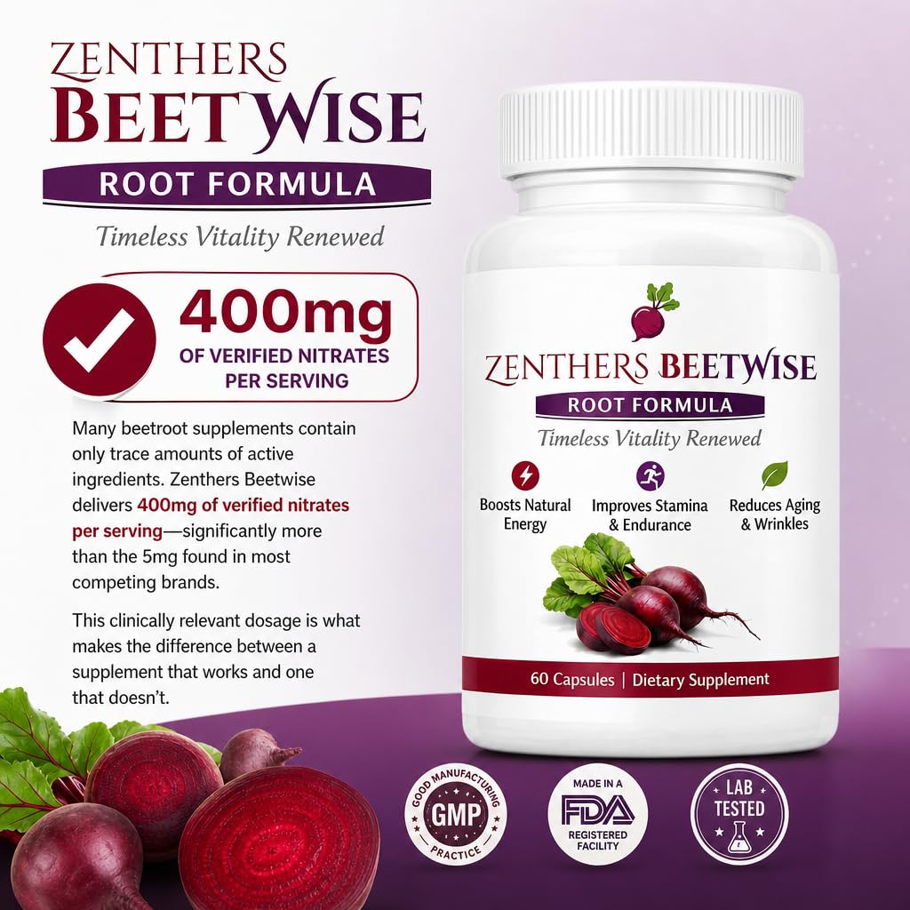 Etiqueta de Zenthers Beetwise destacando ingredientes y dosificación 400 mg