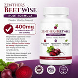 Etiqueta de Zenthers Beetwise destacando ingredientes y dosificación 400 mg