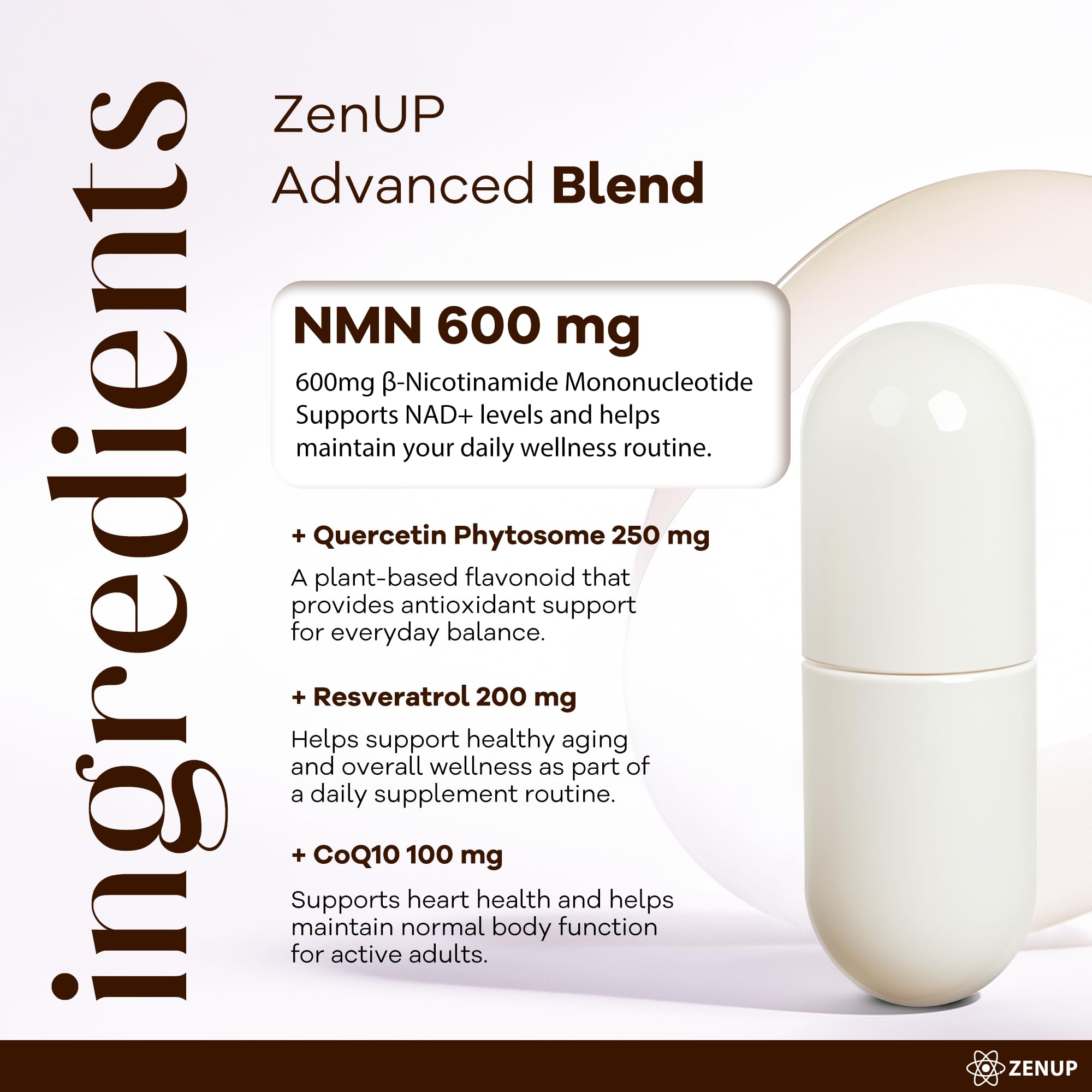 ZenUP detalle de cápsula vegetal para usuarios que prefieren fórmulas sin gelatina