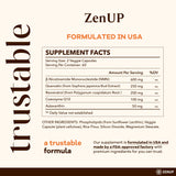 ZenUP frasco abierto con cápsulas visibles mostrando cantidad y presentación