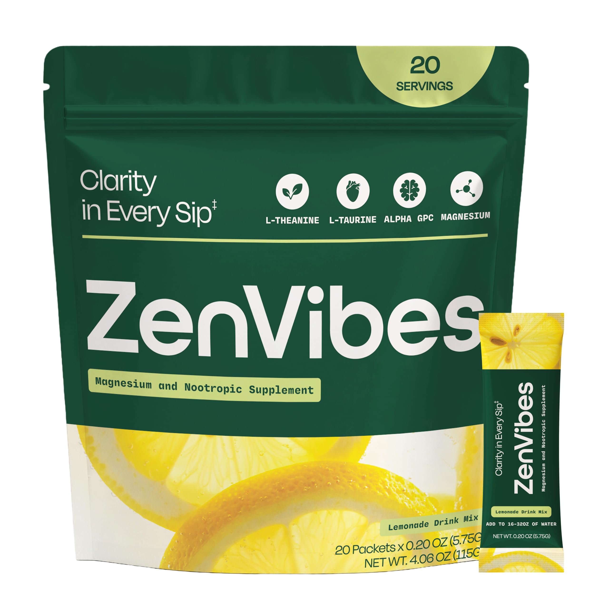 Zen Vibes paquete frontal mostrando diseño y beneficio calma rápida