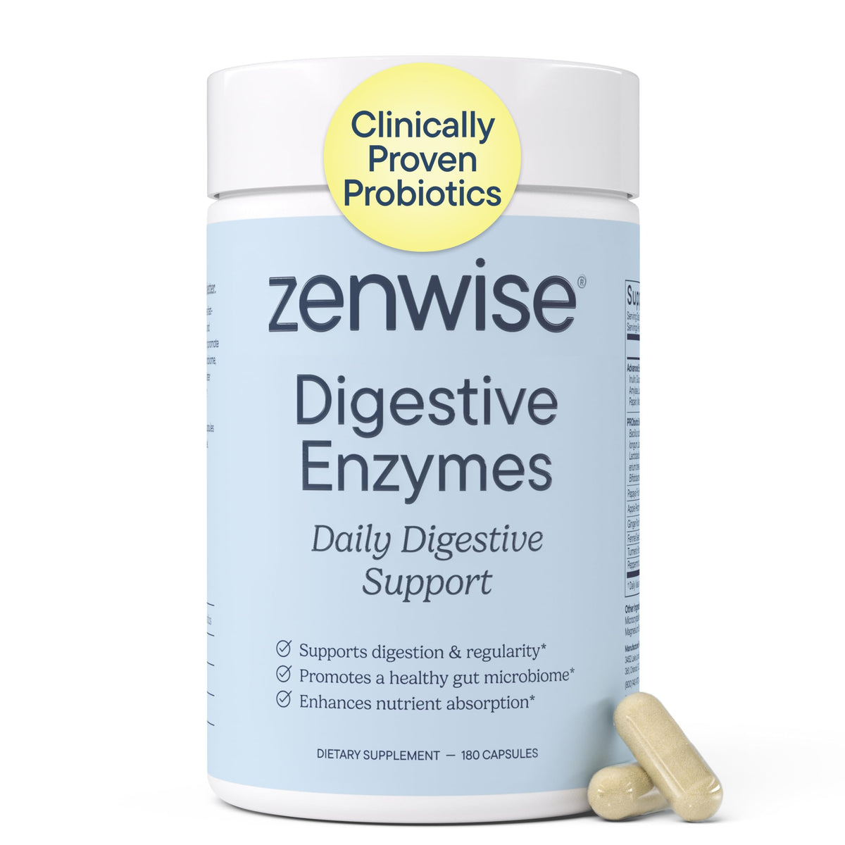 Zenwise Health frasco frontal mostrando el envase y beneficios claros
