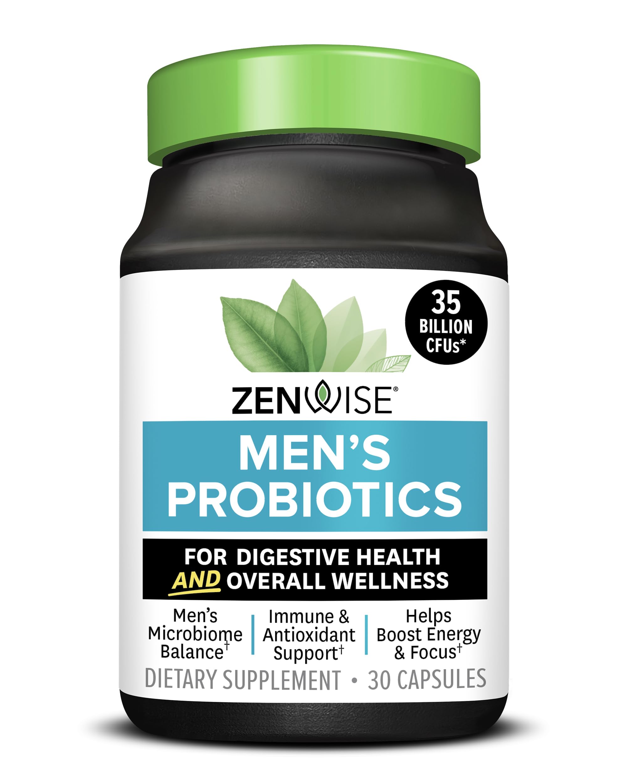 Zenwise Health envase frontal mostrando la marca y beneficio digestivo